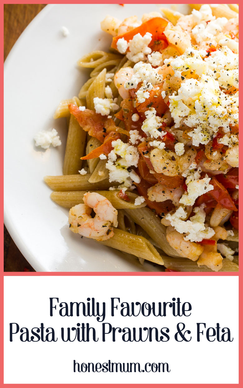 Family Favourite-Pasta with Prawns and Feta