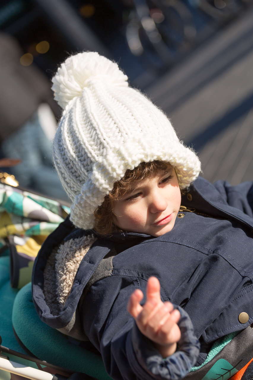 woolly hat on toddler