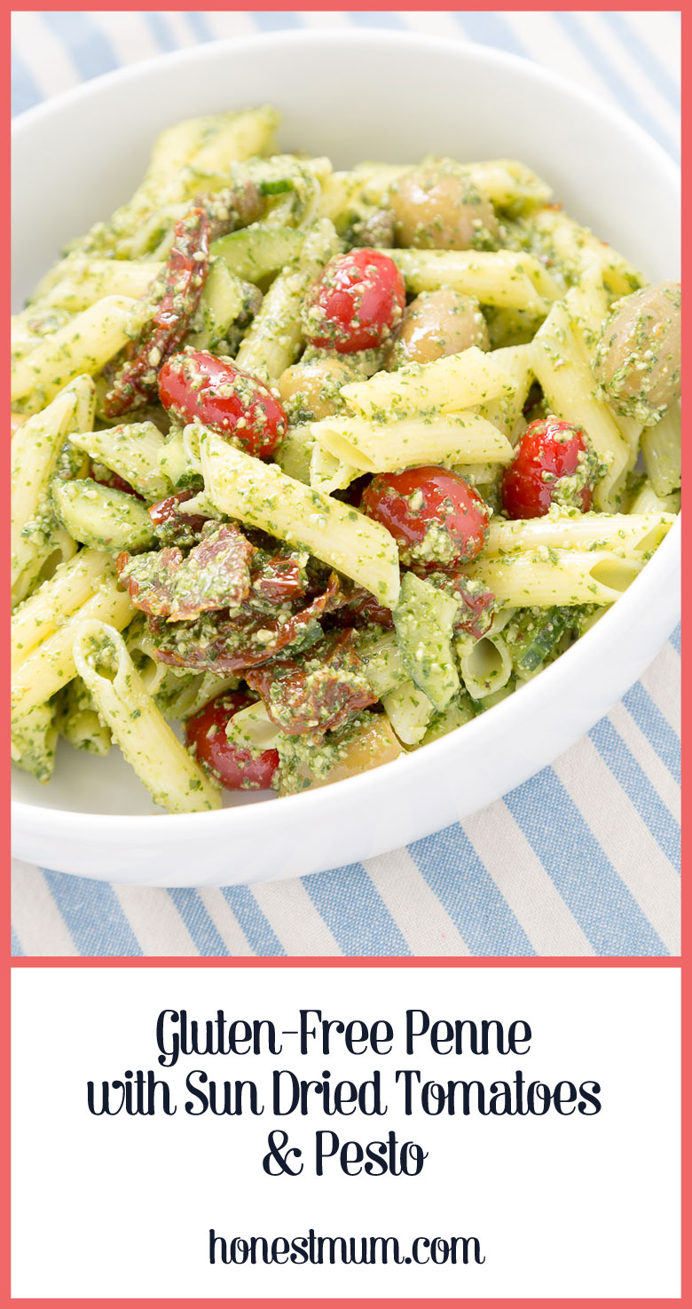 Gluten-Free Penne with Sun Dried Tomatoes & Pesto