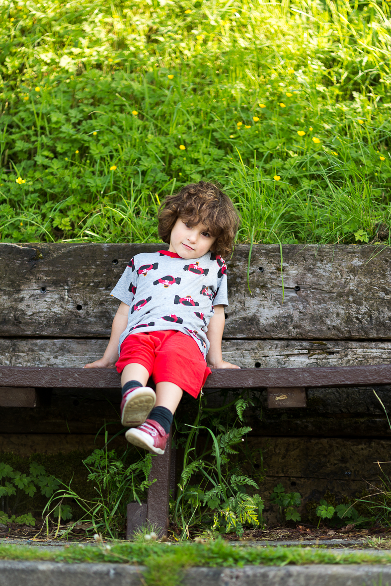 toddler on a bench