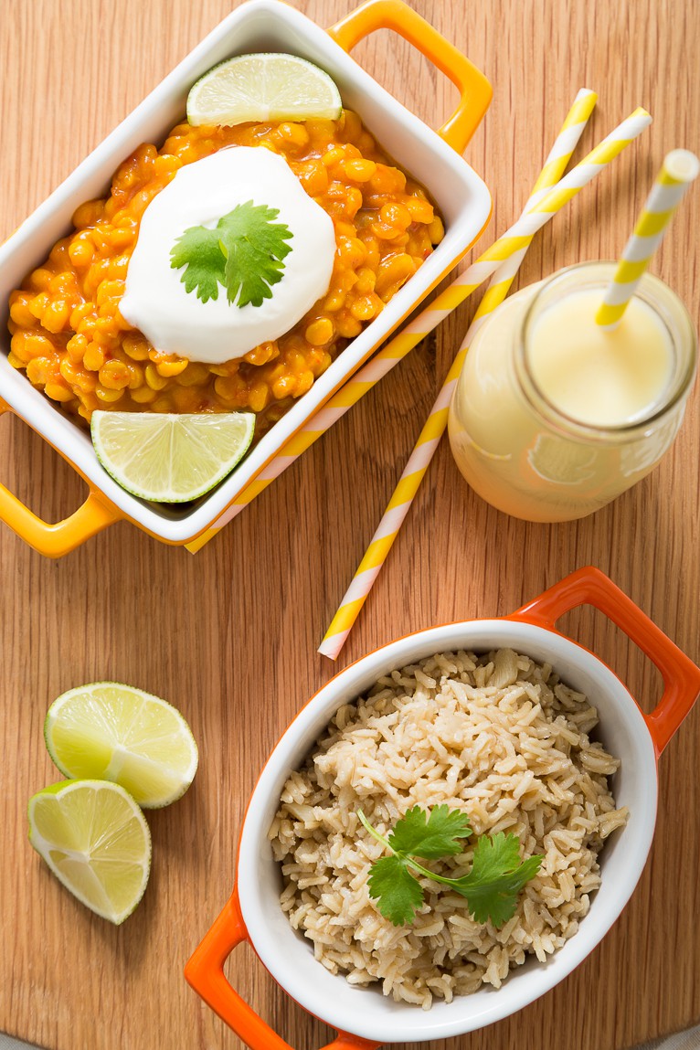dhal, rice and mango lassi