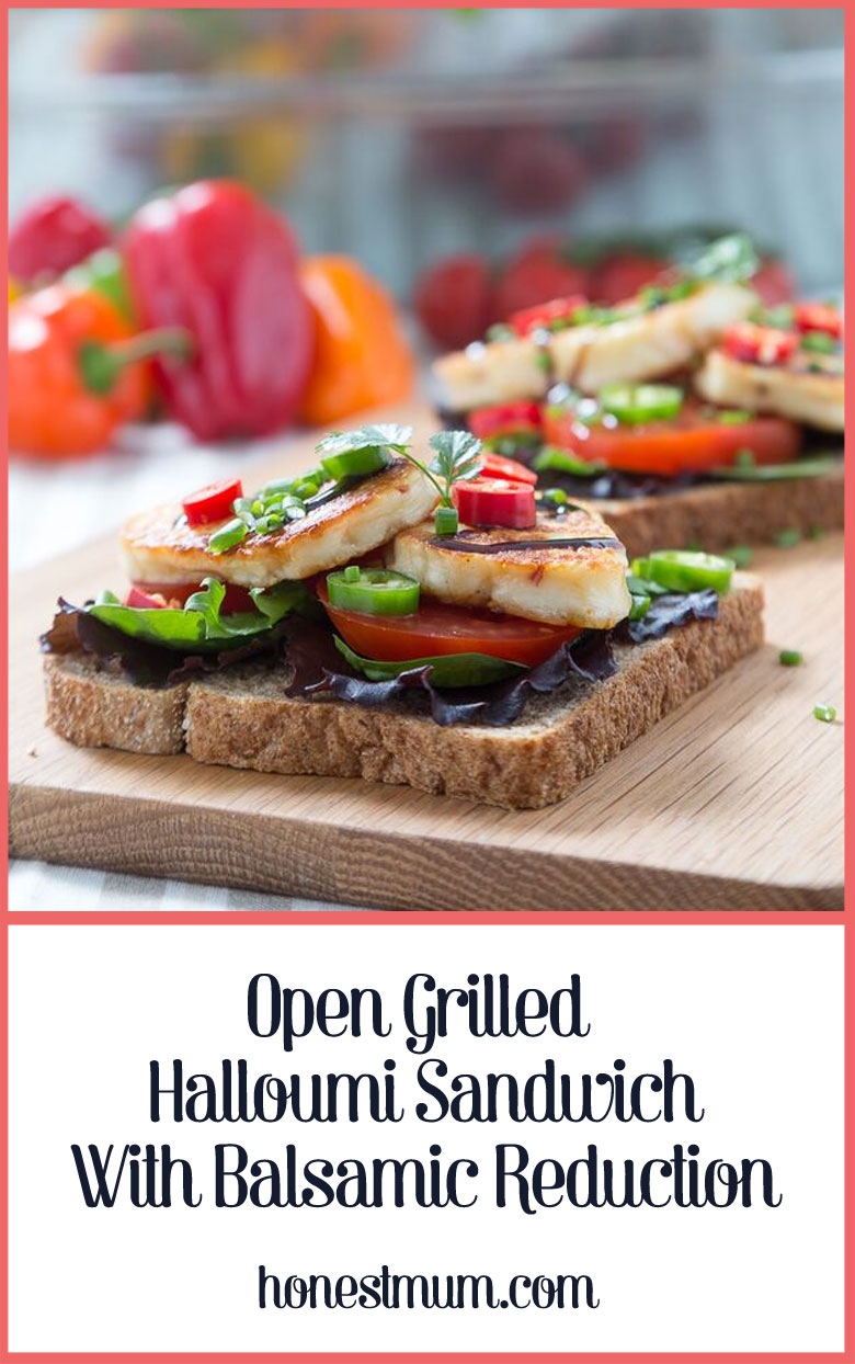 Open Grilled Halloumi Sandwich With Balsamic Reduction