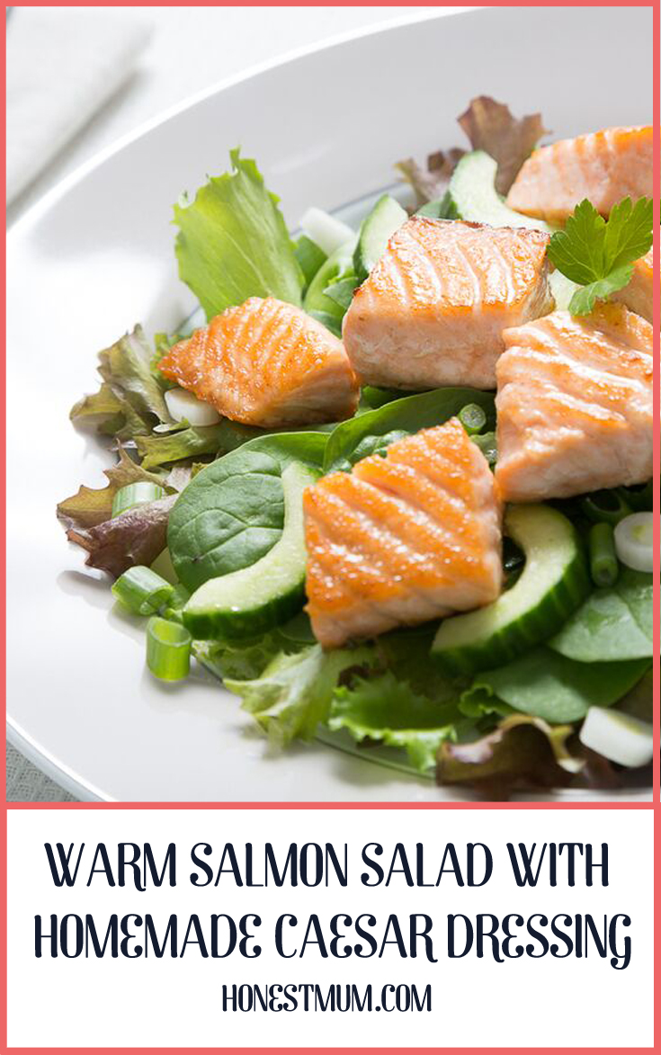 How To Make Warm Salmon Salad with Homemade Caesar Dressing By Honest Mum