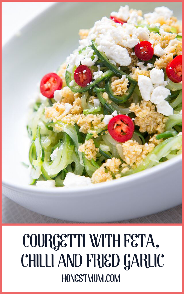 How To Make Courgetti with Feta, Chilli and Fried Garlic By Honest Mum 