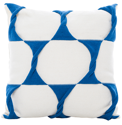 Twist Knitted Cushion in Cream and Marine