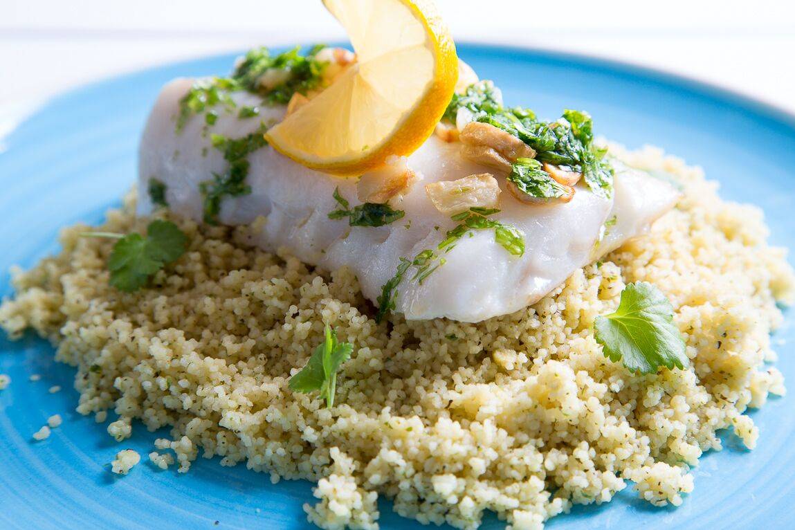 cod fillet with garlic and couscous