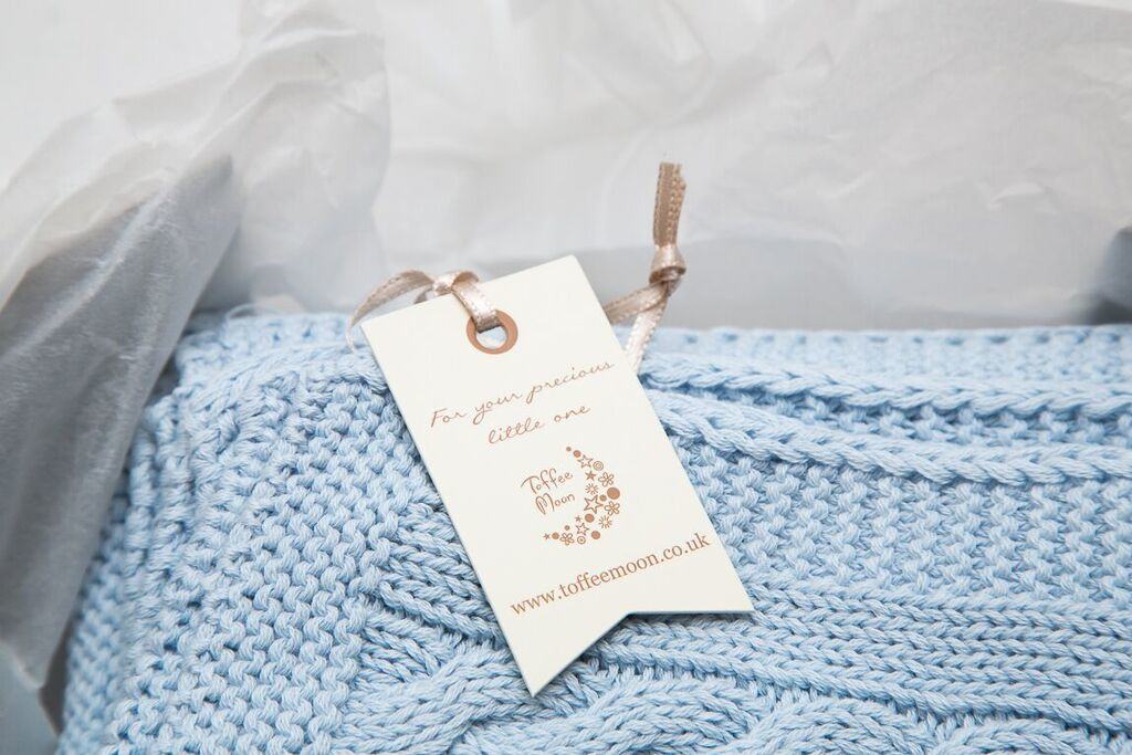 Cable Knit Blanket - Blue available from Half-Pint Chic