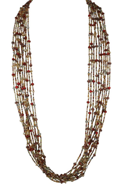 Fantasia Red/Gold Multi Strand Venetian Murano Glass Necklace