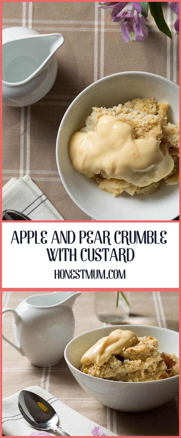 Apple and Pear Crumble with Custard