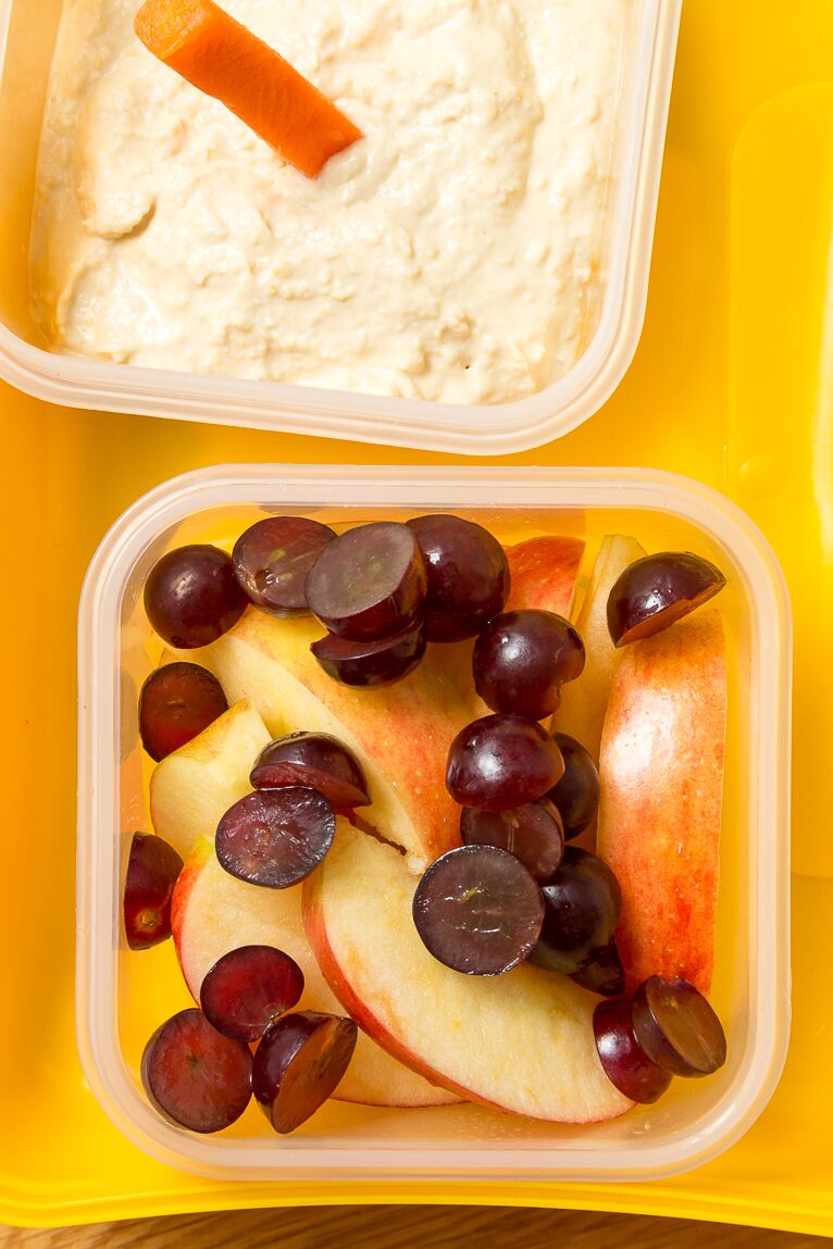 chopped fruit in a packed lunch 