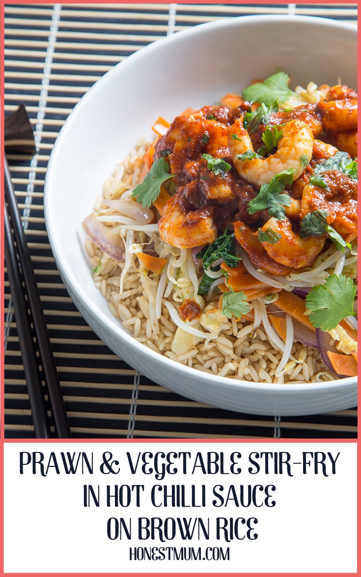 Prawn & Vegetable Stir-Fry In Hot Chilli Sauce On Brown Rice