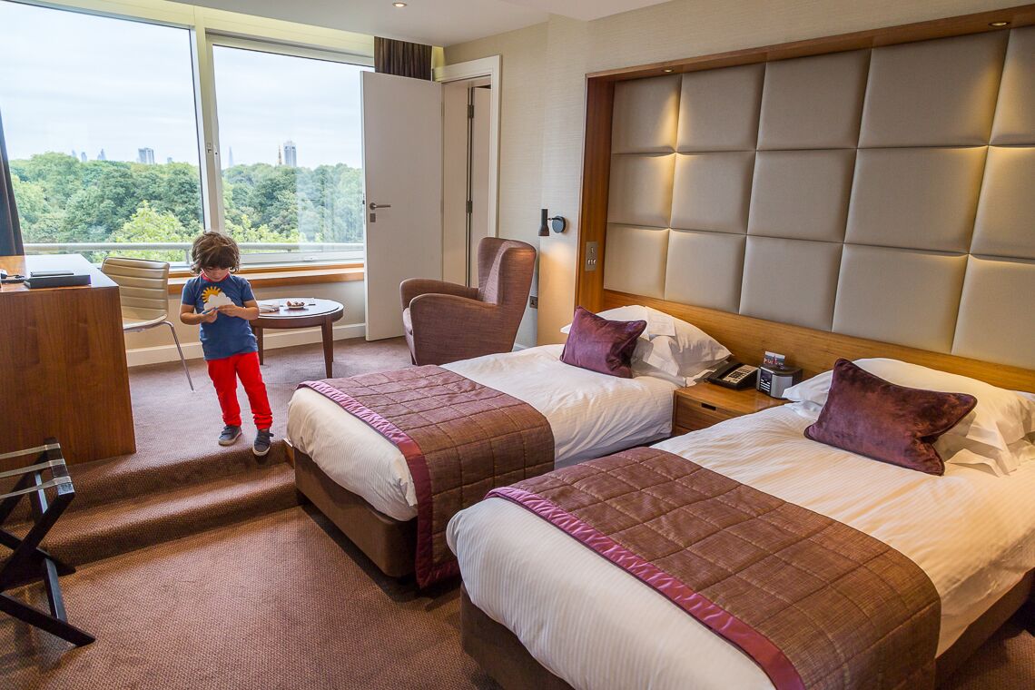 Double beds for kids in the suite at the Royal Garden Hotel