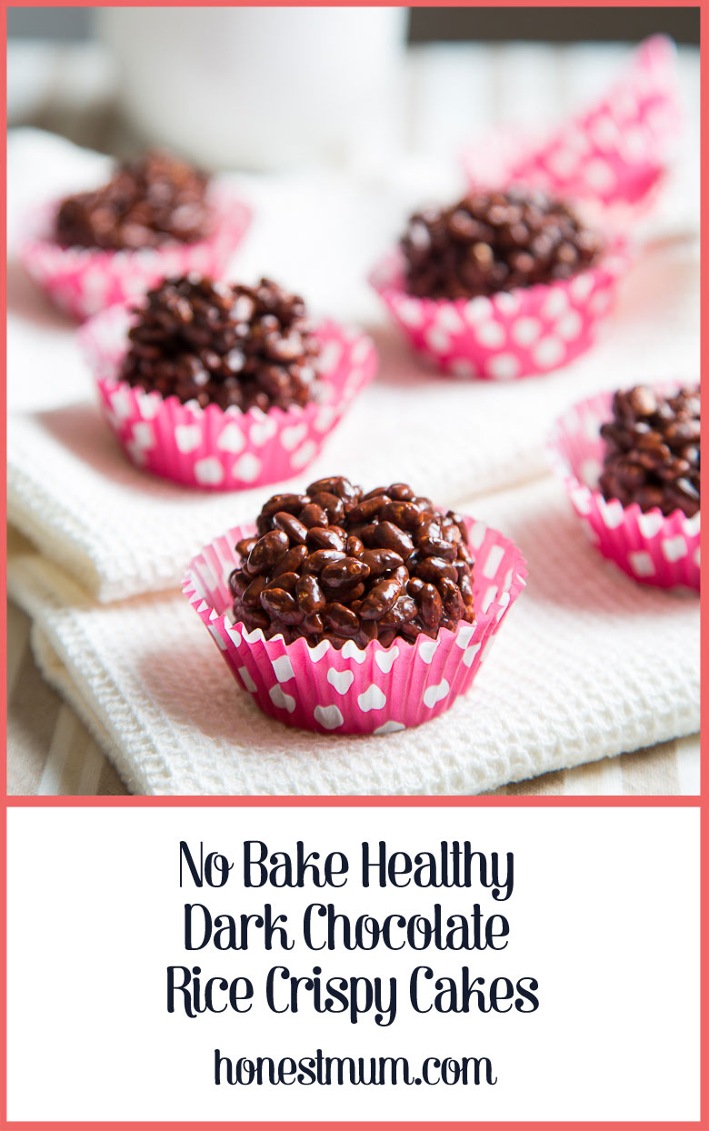 No Bake Healthy Dark Chocolate Rice Crispy Cakes