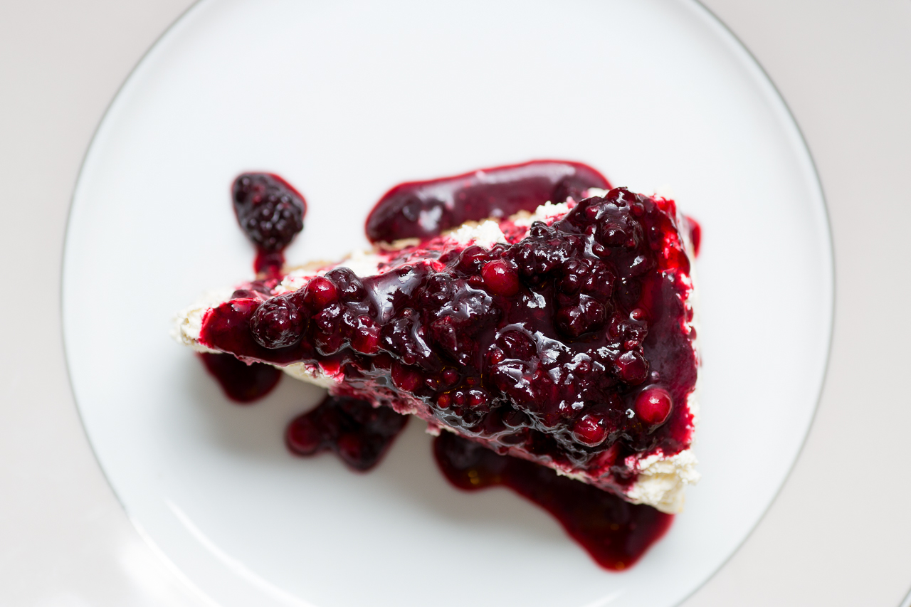 gluten-free cheesecake with berry compote