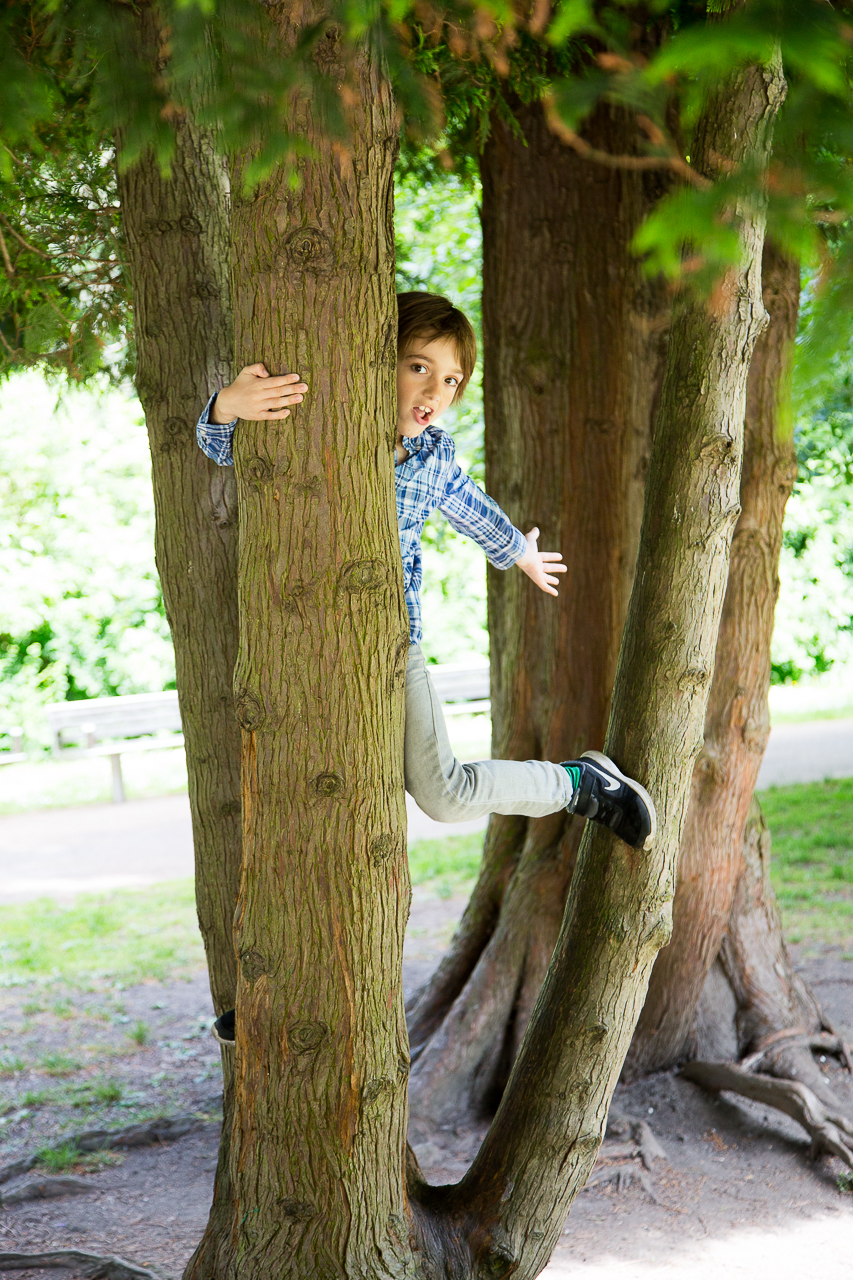 playing in the trees at Jesmond Dene Park