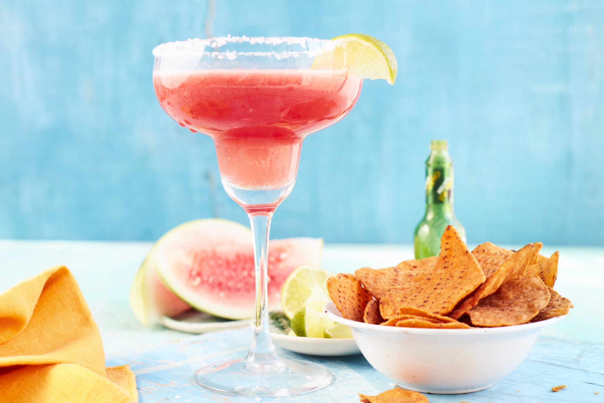 WATERMELON MARGARITA WITH CHIPOTLE & LIME TORTILLA CHIPS