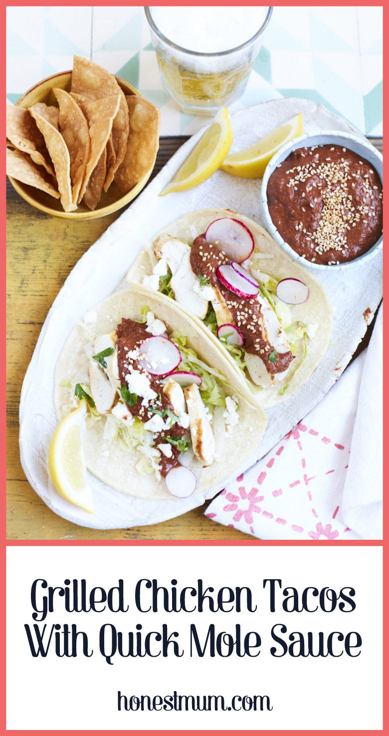 Grilled Chicken Tacos with Quick Mole Sauce