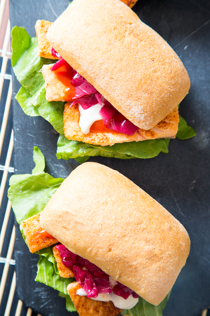 cooked salmon sandwiches with a twist