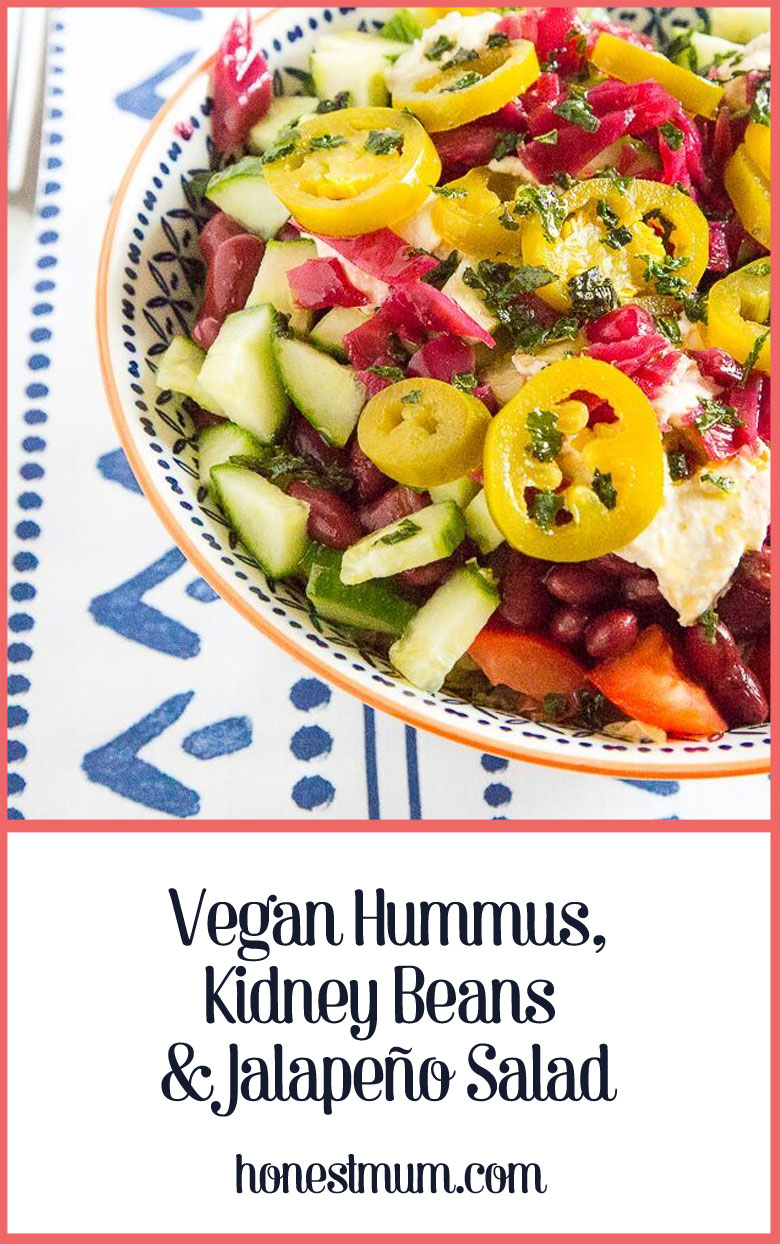 Vegan Hummus, Kidney Beans and Jalapeño Salad