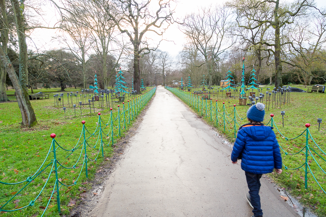 child walking in Kew Gardens