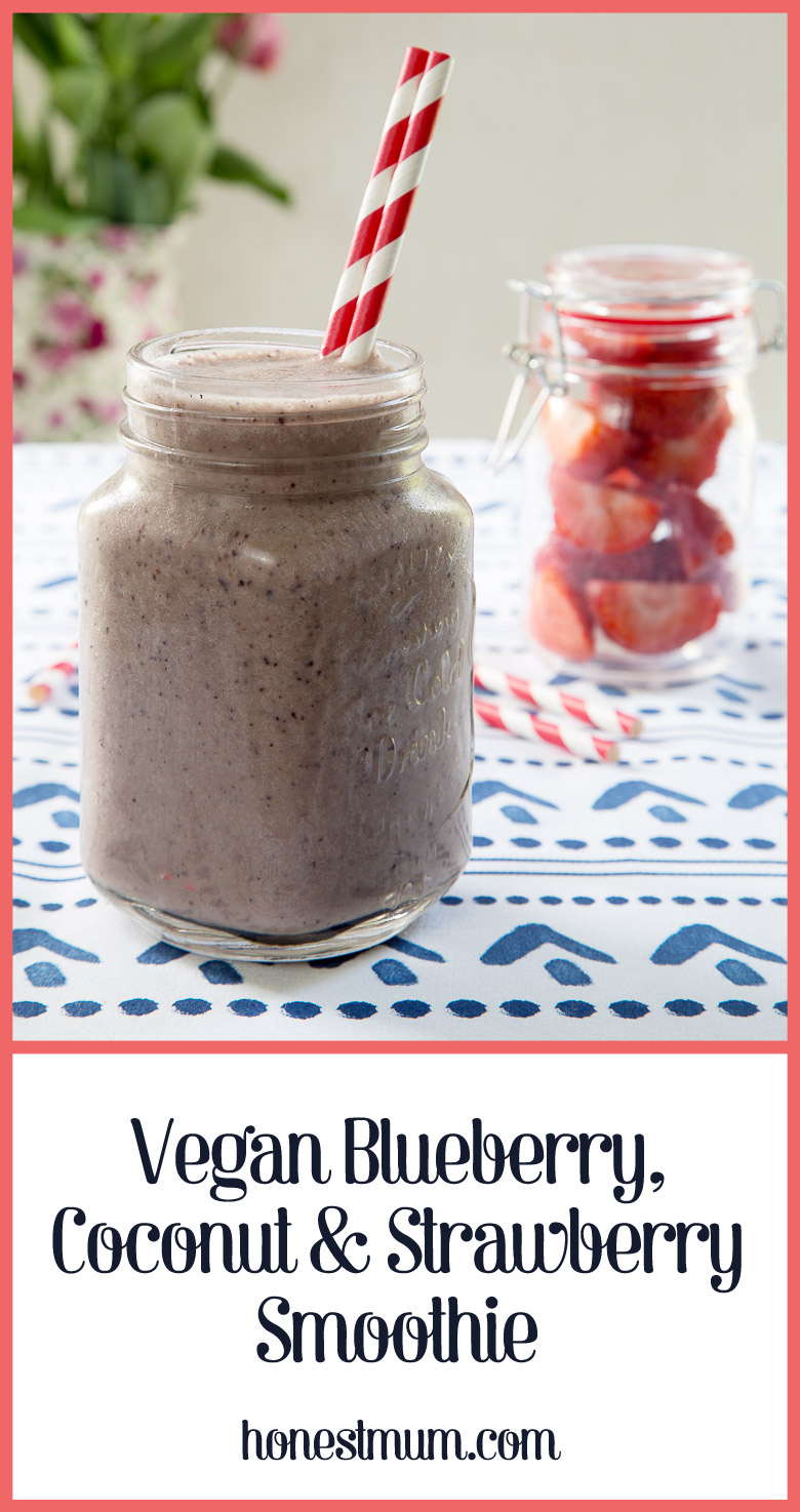 Vegan Blueberry, Coconut & Strawberry Smoothie - Honest Mum recipe