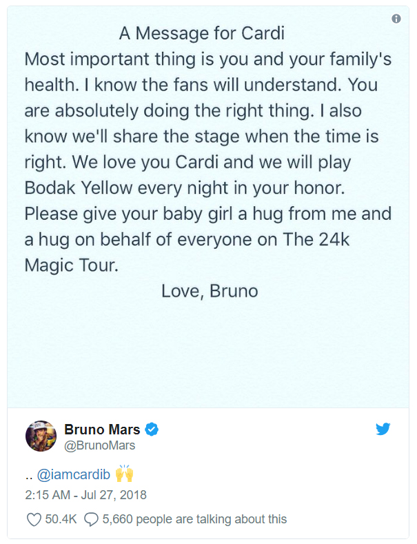 Bruno Mars response
