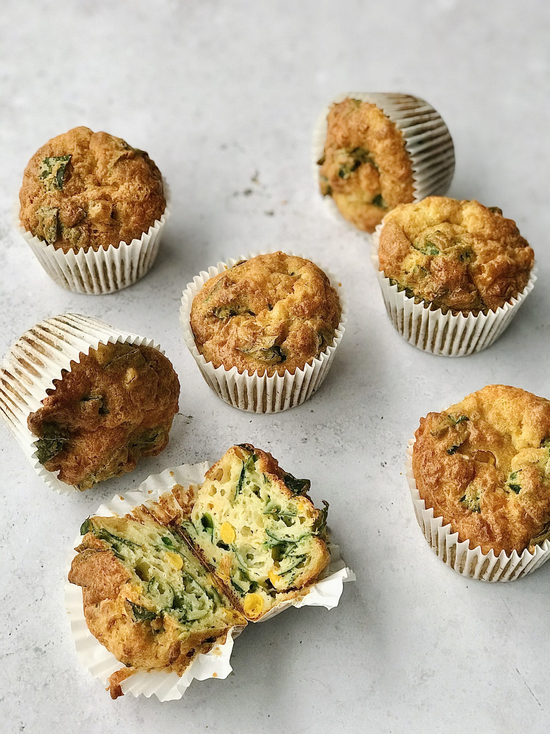 Cheese Muffins with Sweetcorn & Spinach