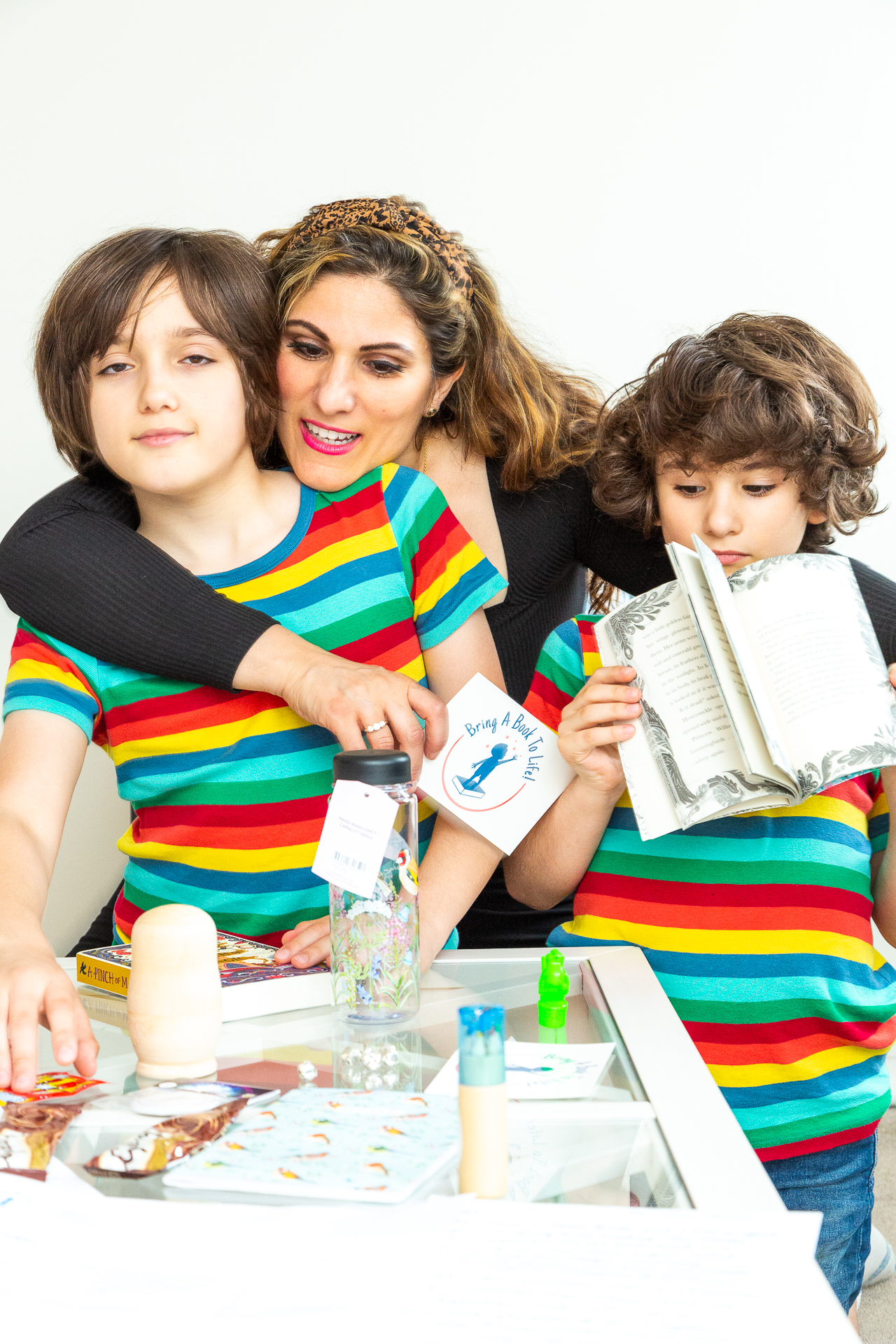 Honest Mum and her children with their Bring a Book to Life boxes