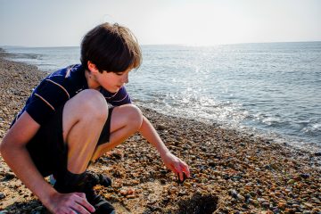 playing by the beach