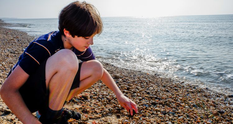 playing by the beach